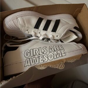 Adidas white girls superstars